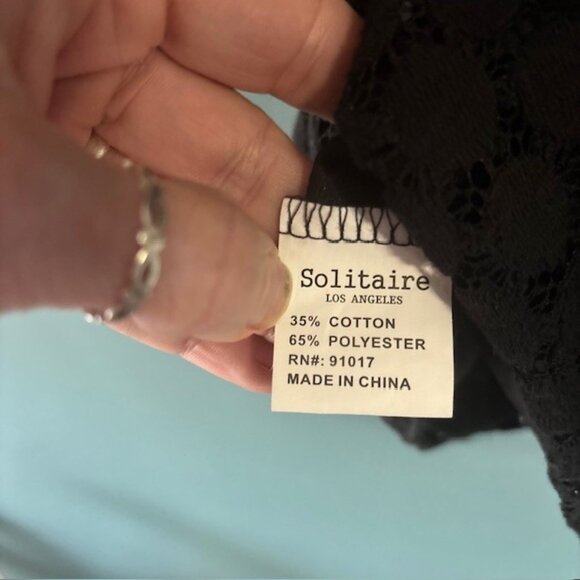 Solitaire Black L Crochet Lace 3/4 Tie Boho Whimsygoth Feminine Festival Texture - Picture 8 of 9